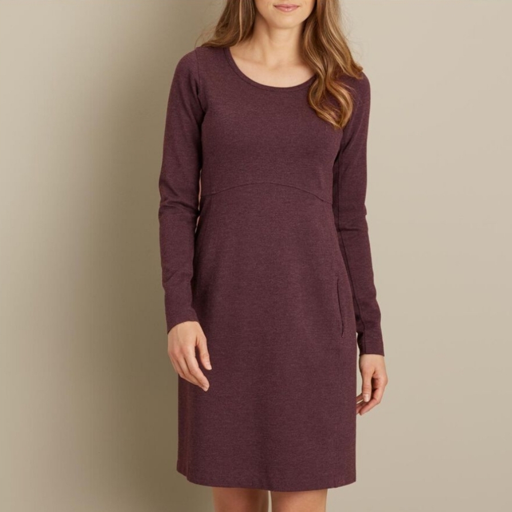 Duluth Trading Co Burgundy Wearwithall Ponte Stretch Dress